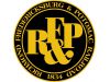 RF and P initials, gold on black disc