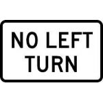 Small No Left Turn sign