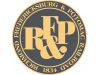 RF and P initials, gold on gray disc
